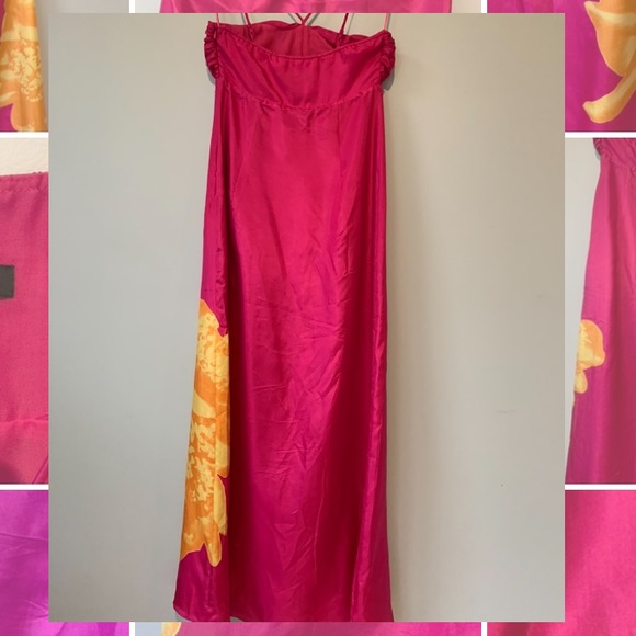 Hot pink silk floral dress - Picture 13 of 13